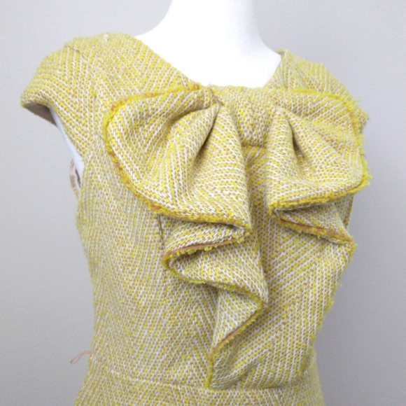 Eva Franco Anthropologie Learning Curve yellow tweed dress 4 - Picture 2 of 9